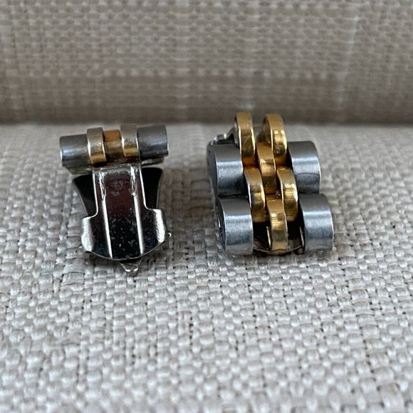 Women Vintage Earrings silver/Gold Tone Band Link Stud Fashion Ear Jewelry - Picture 4 of 8